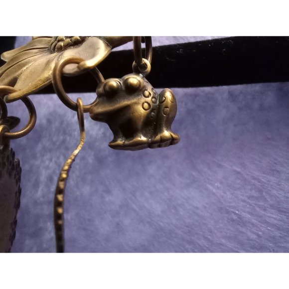 Antiqued Bronze tone Sunflower Gardener Dangles Brooch Pin - Picture 6 of 9